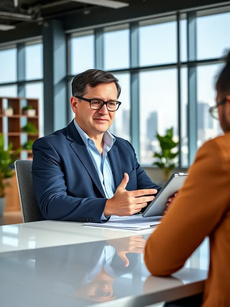 An image representing a dedicated account manager assisting a client with a large-scale real estate project, symbolizing the Enterprise Solutions package.